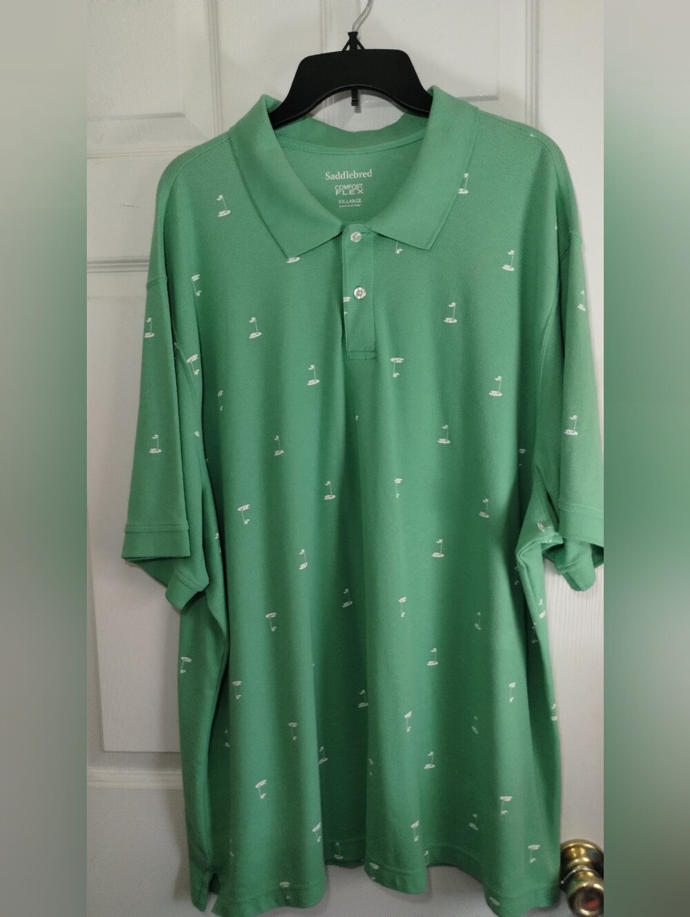 Big Men's Saddlebred Mint Green Golf Motif Polo
